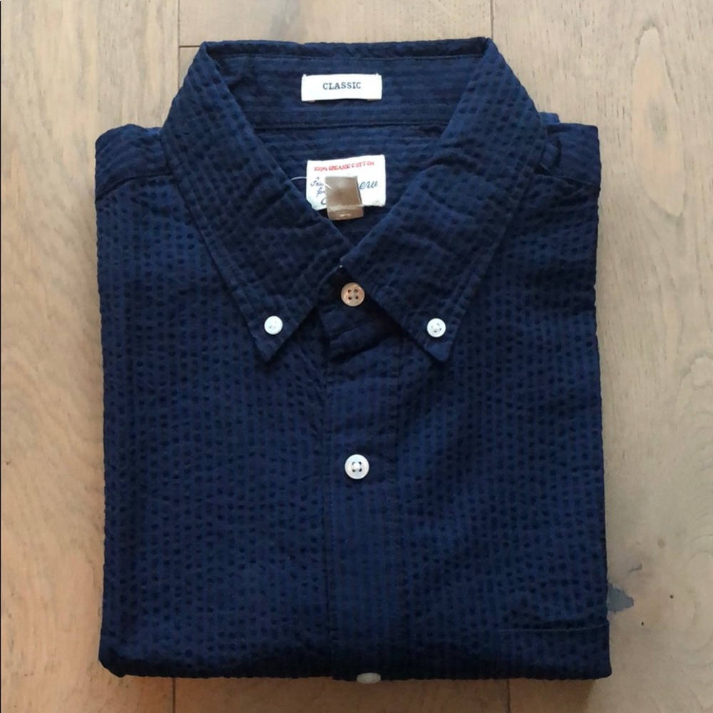J.Crew Seersucker Striped Short Sleeve Button Down